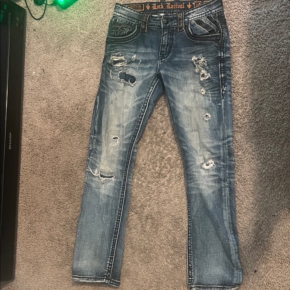 Rock Revival Men's Faded Blue Slim Jeans